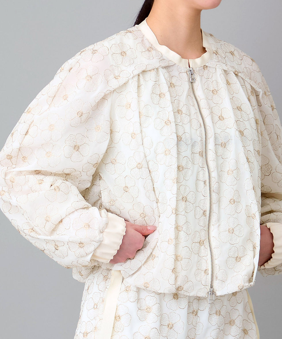 サムネイル： Import flower embroidery zip jacket
