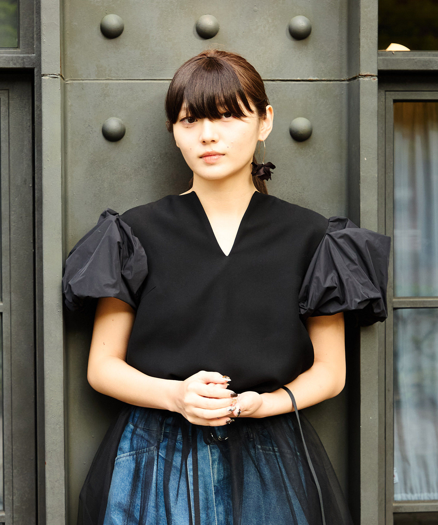 【Prime Black Series】Balloon sleeve blouse