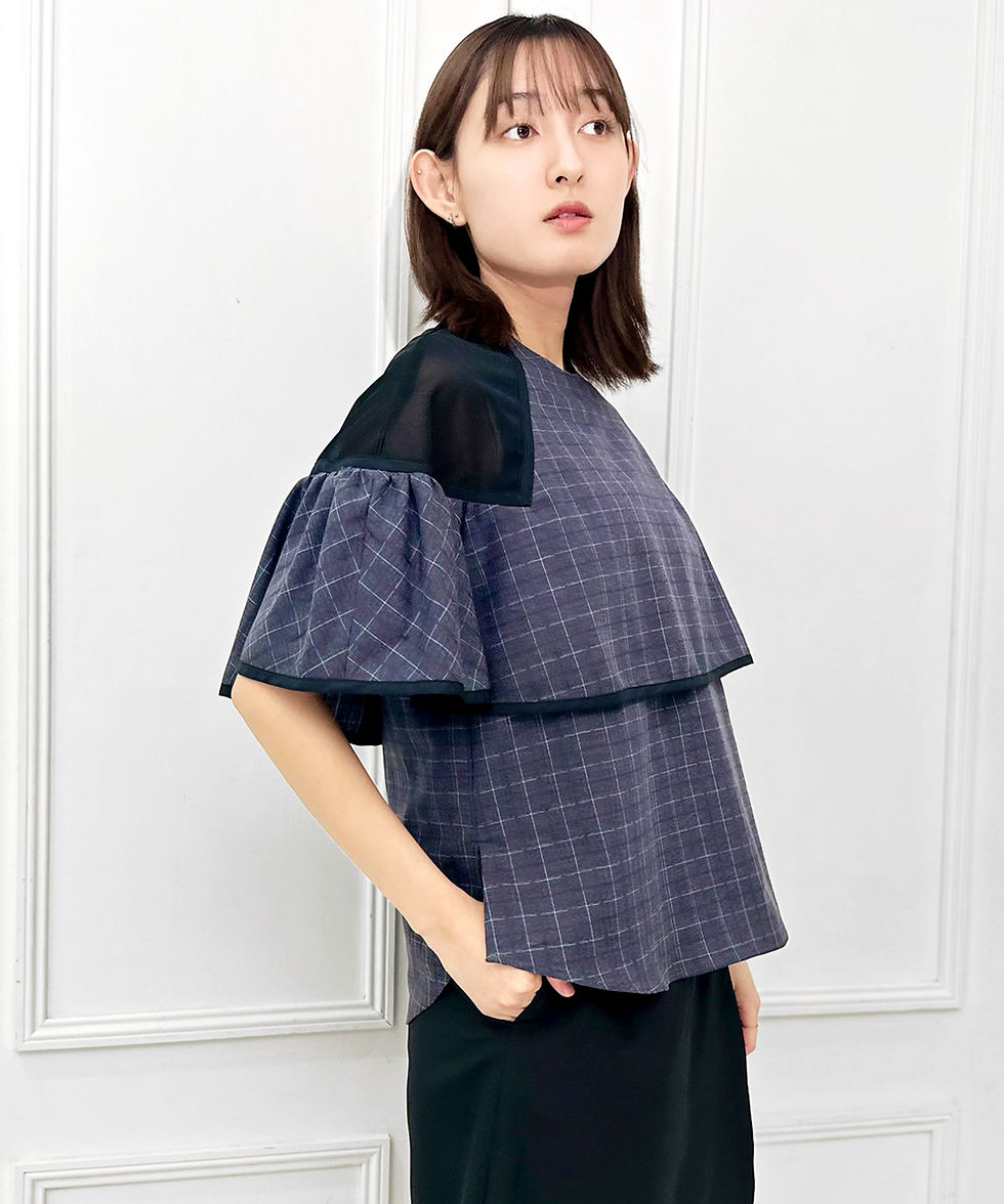 サムネイル： Import check cape design blouse(製品)