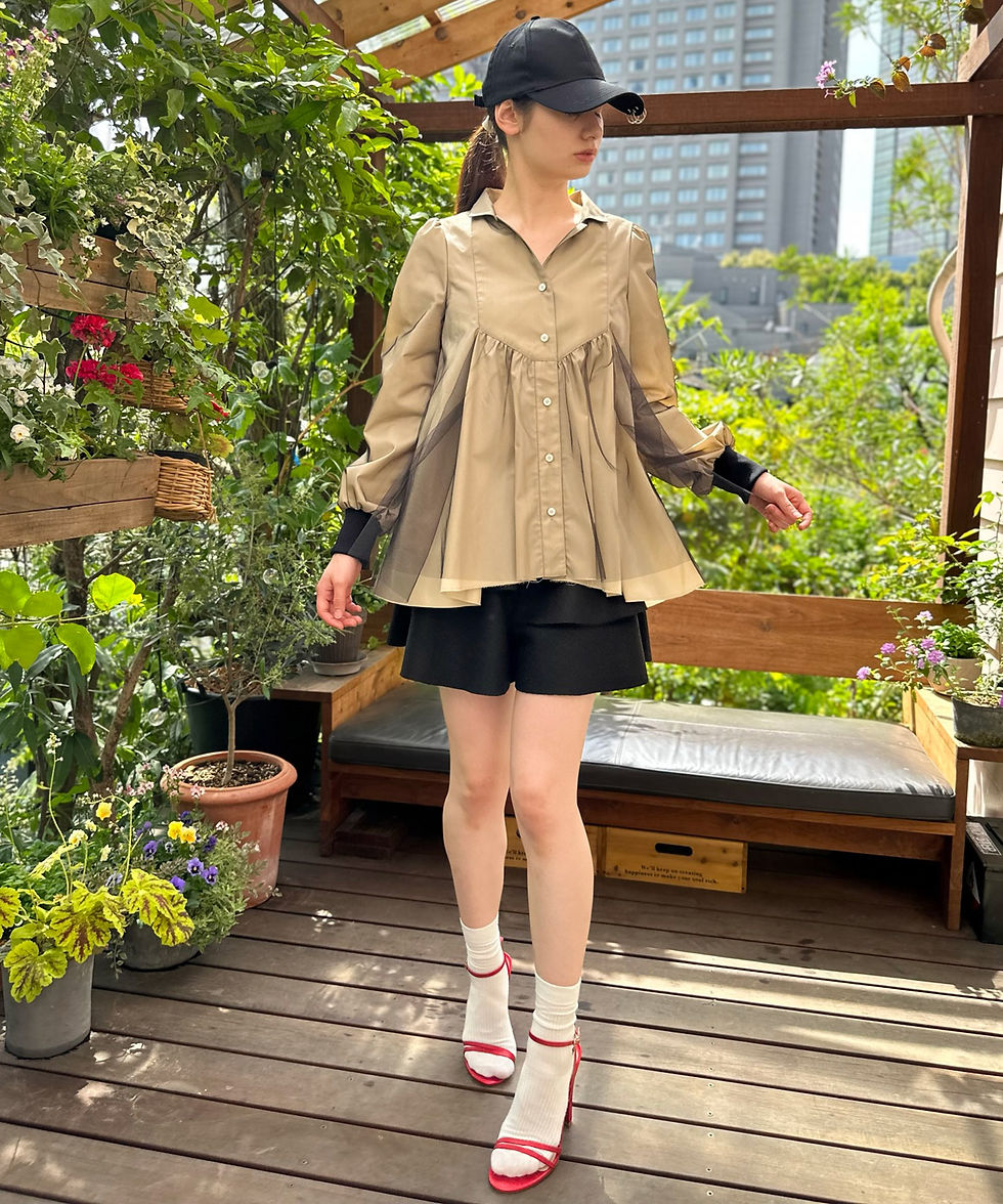 サムネイル： Tulle cover shirt blouse