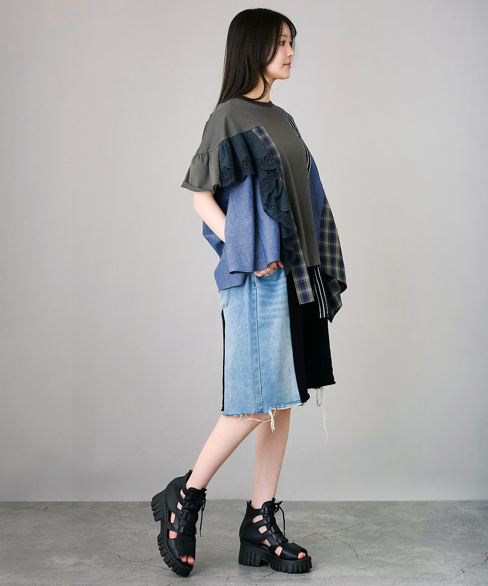サムネイル： Denim mix half pants