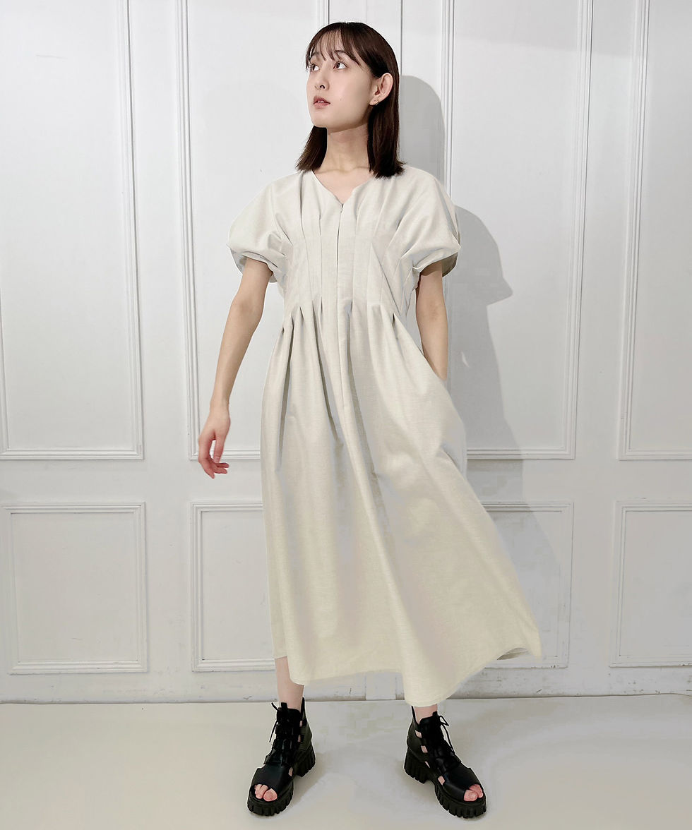サムネイル： Linen like tuck dress