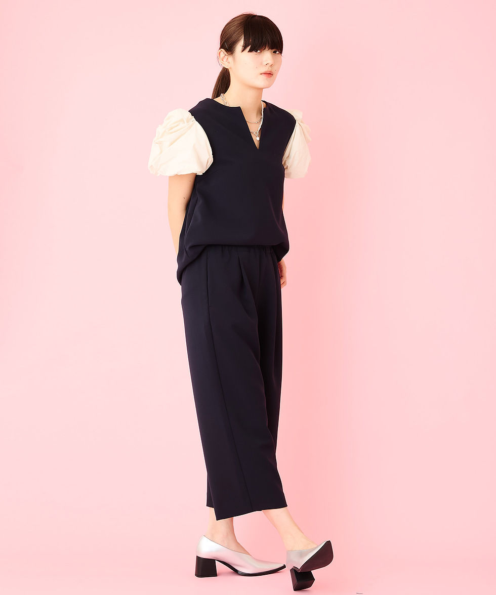 サムネイル： 【Navy Series】Semi wide cropped pants