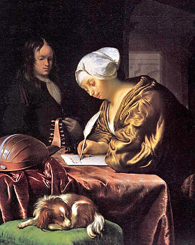 Frans Van Mieris the Elder (Dutch painter, 1635-1681) Woman Writing a Letter 1680 detail.j