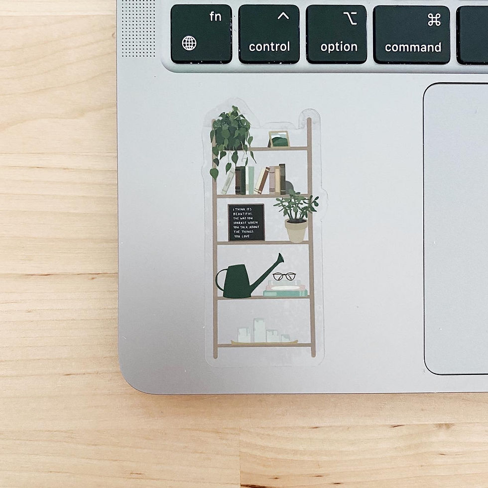 Plant-Filled Ladder Bookshelf | CLEAR Sticker