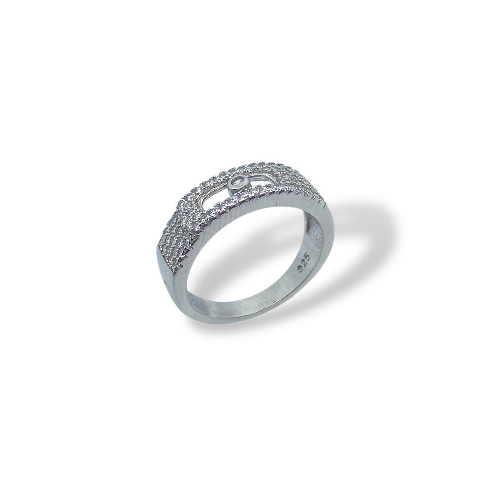 Küçük resim: Taşlı Kelepçe hareketli taş 925 ayar Gümüş 18 ayar beyaz Altın Kaplama