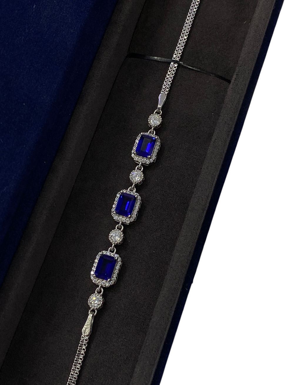 Küçük resim: Safir Baget Kadın Bilekliği 925 ayar gümüş 18 ayar bir azaltın kaplama