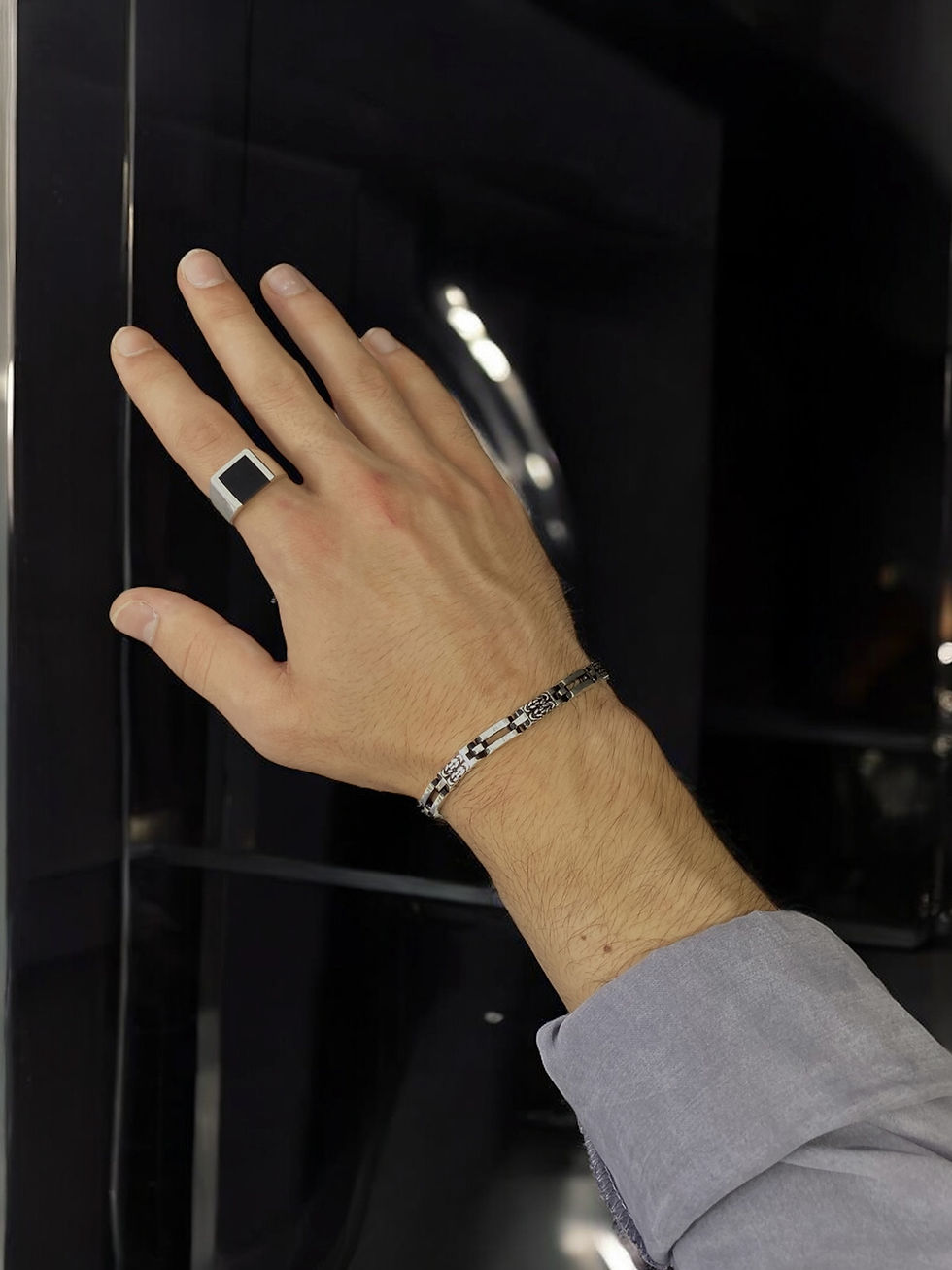 Küçük resim: 925 ayar Gümüş Erkek bilekliği Özel Tasarım