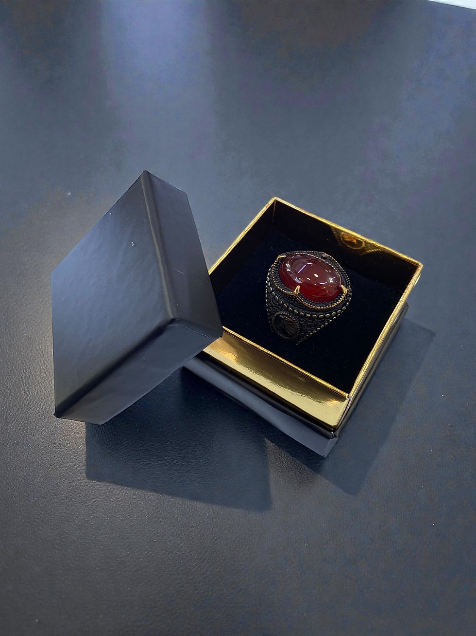 Küçük resim: Akik taşlı erkek yüzüğü 925 ayar Gümüş