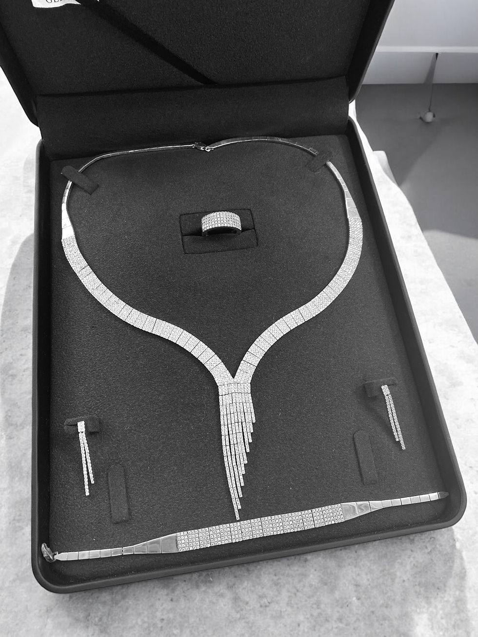 Küçük resim: 10 salkım 5 sıra Su yolu Set 925 Ayar Gümüş 18 ayar Beyaz Altın kaplama