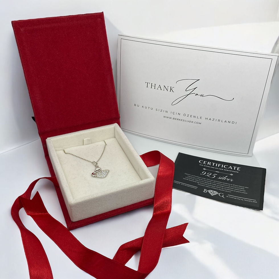 Küçük resim: Swarovski kuğu kolye 925 ayar gümüş 18 ayar beyaz altın kaplama