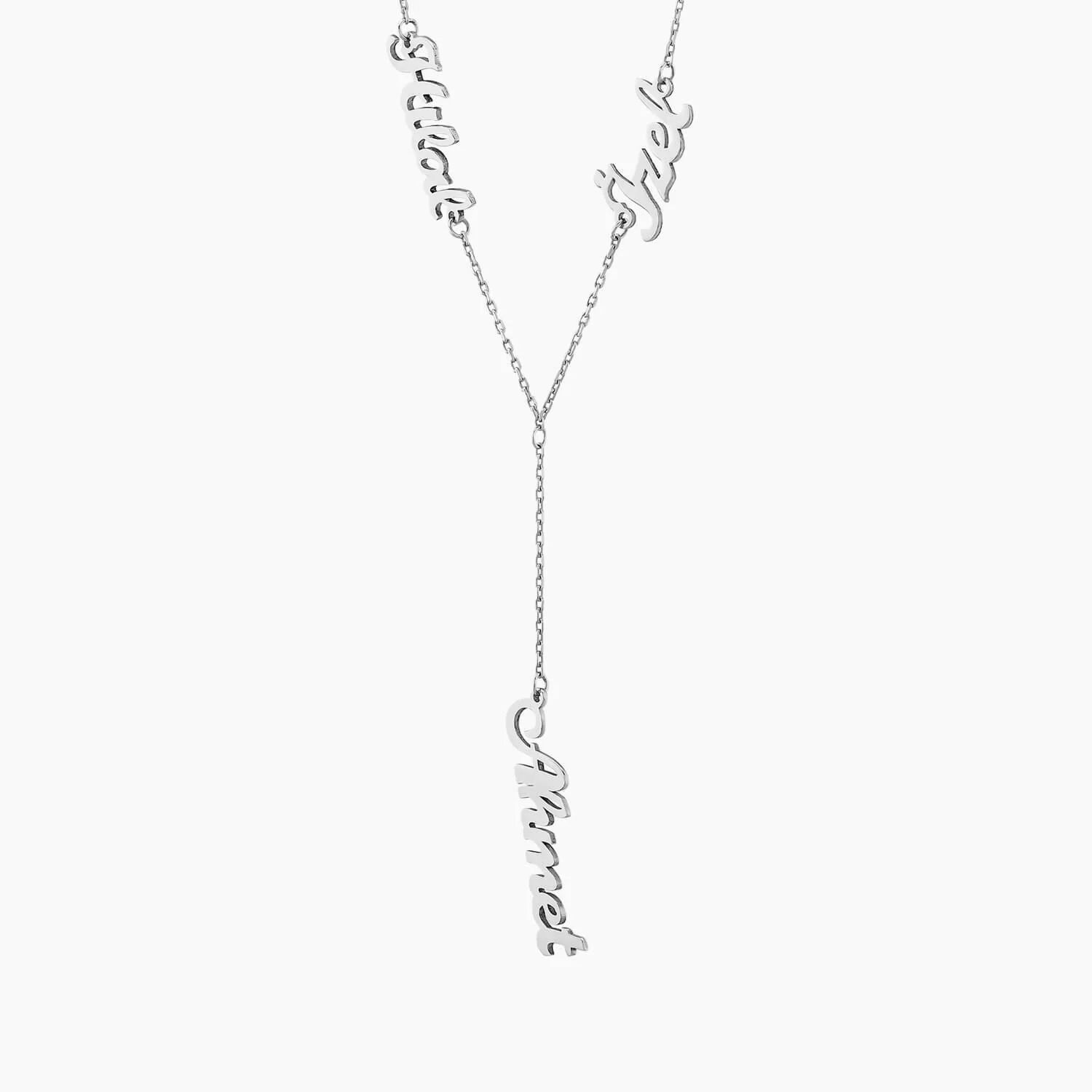 3 isim Kolye 925 ayar Gümüş 18 ayar beyaz Altın Kaplama