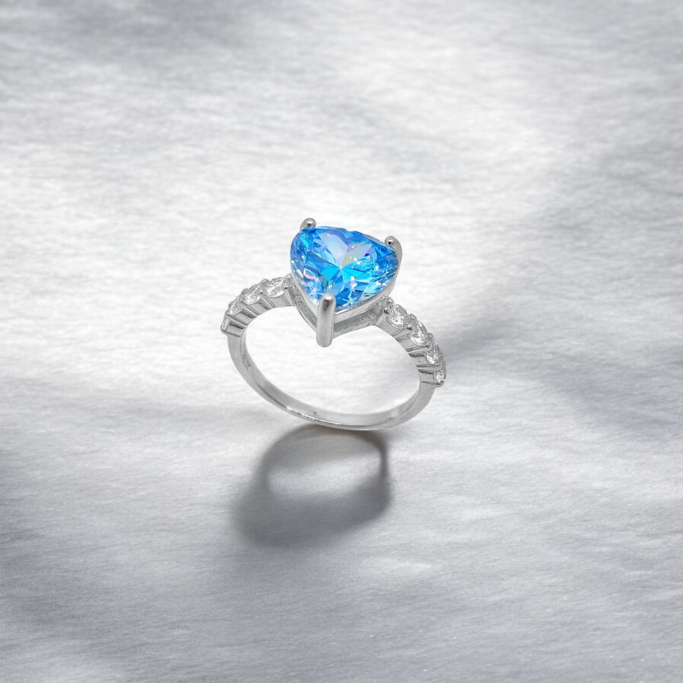 Küçük resim: Luna Capri Blue Koleksiyonu 925 ayar Gümüş 18 ayar Beyaz Altın Kaplama Set