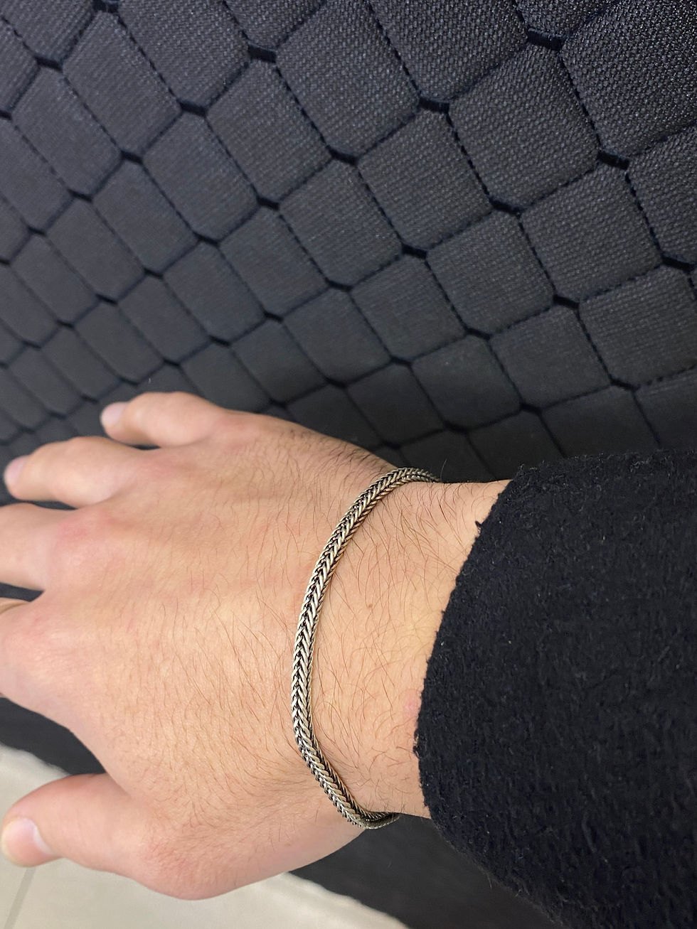 Küçük resim: Tilki kuyruğu model erkek bilekliği 925 ayar Gümüş