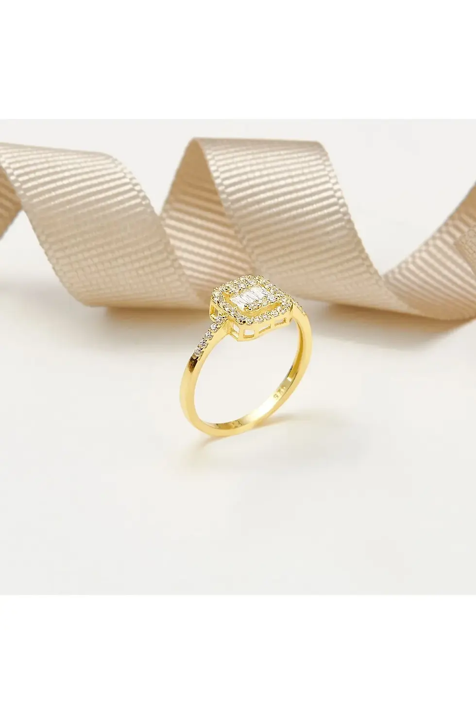 Küçük resim: Baget yüzük 22 ayar altın kaplama 925 ayar gümüş