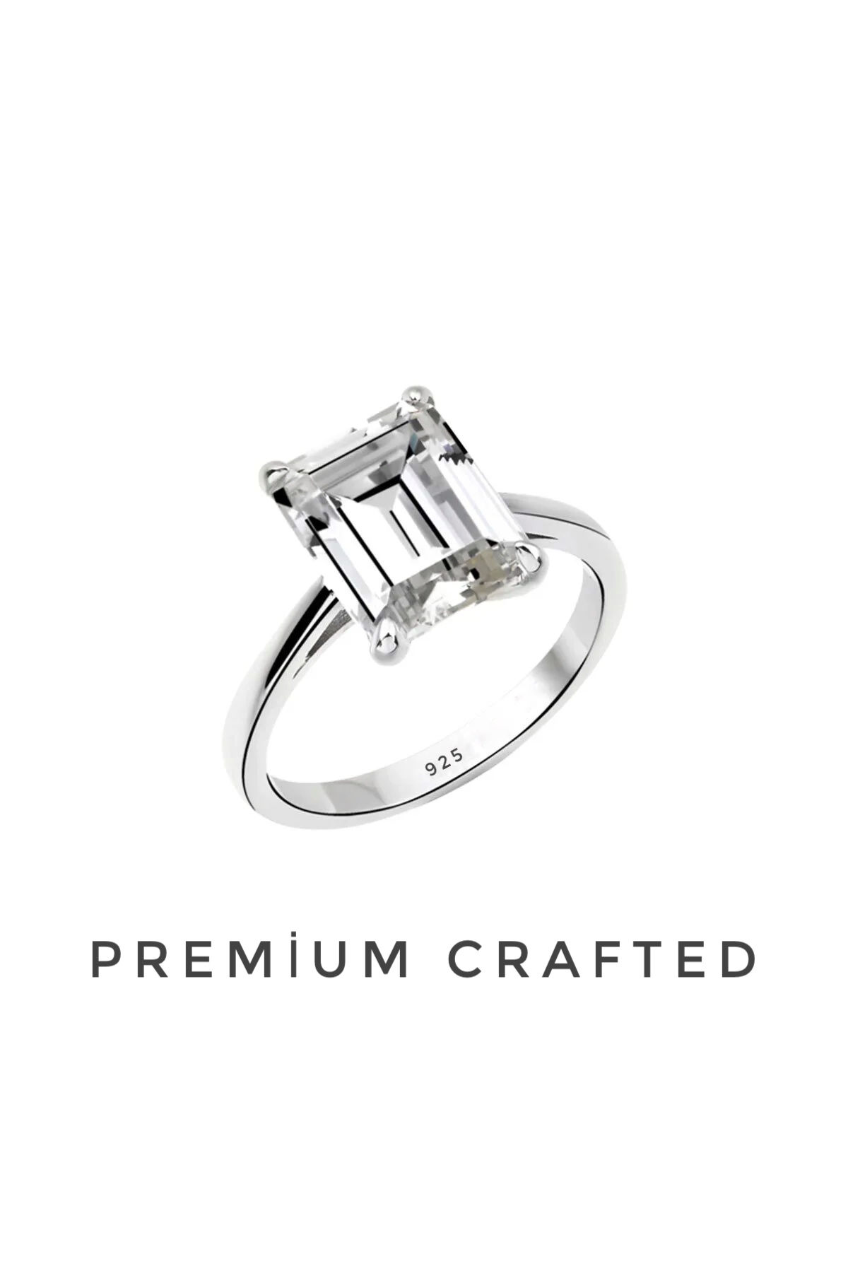 Baget yüzük 925 ayar Gümüş / 18 Ayar Beyaz Altın Kaplama