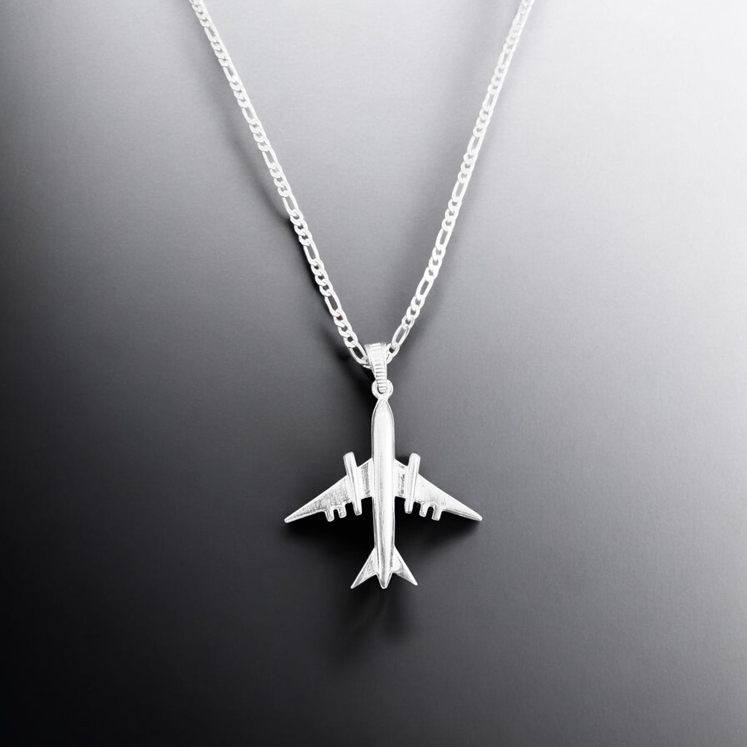 “Uçak kolye”925 ayar gümüş 18 ayar beyaz altın kaplama