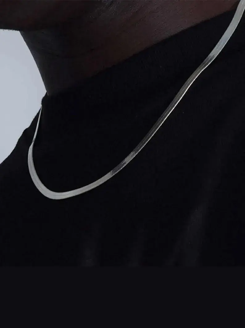 Küçük resim: italyan yassı zincir Unisex kolye 3 mm 925 ayar Gümüş 22 ayar Altın Kaplama