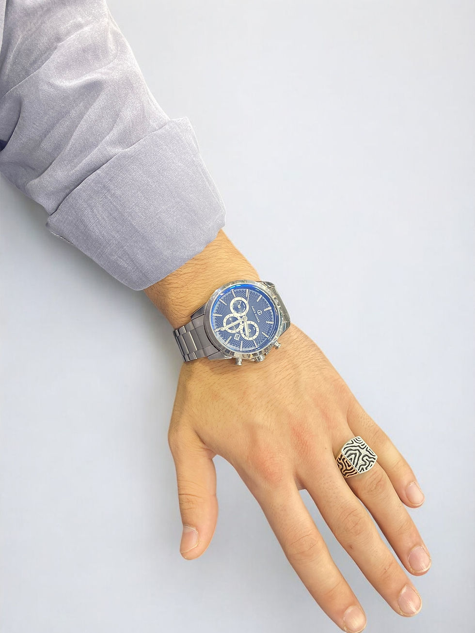 Küçük resim: Özel tasarım ithal erkek yüzüğü 925 ayar gümüş özel lak kaplamalı