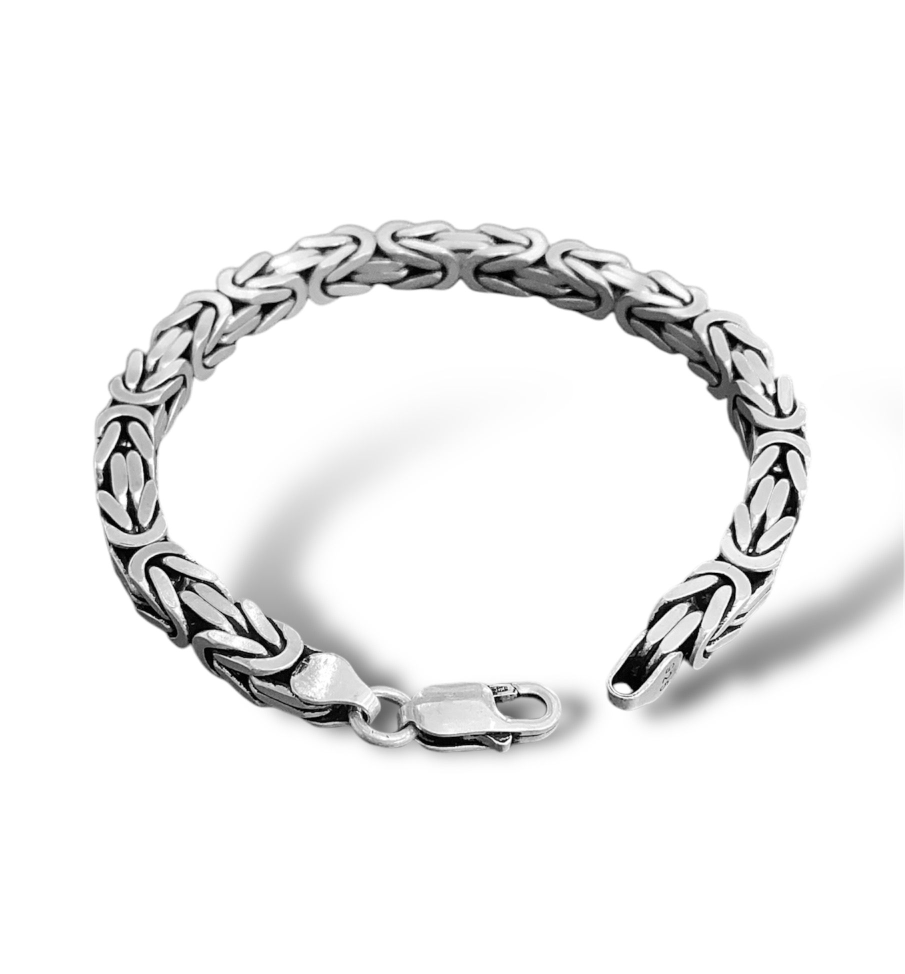 6 mm kare Kral Bileklik 925 Ayar Gümüş