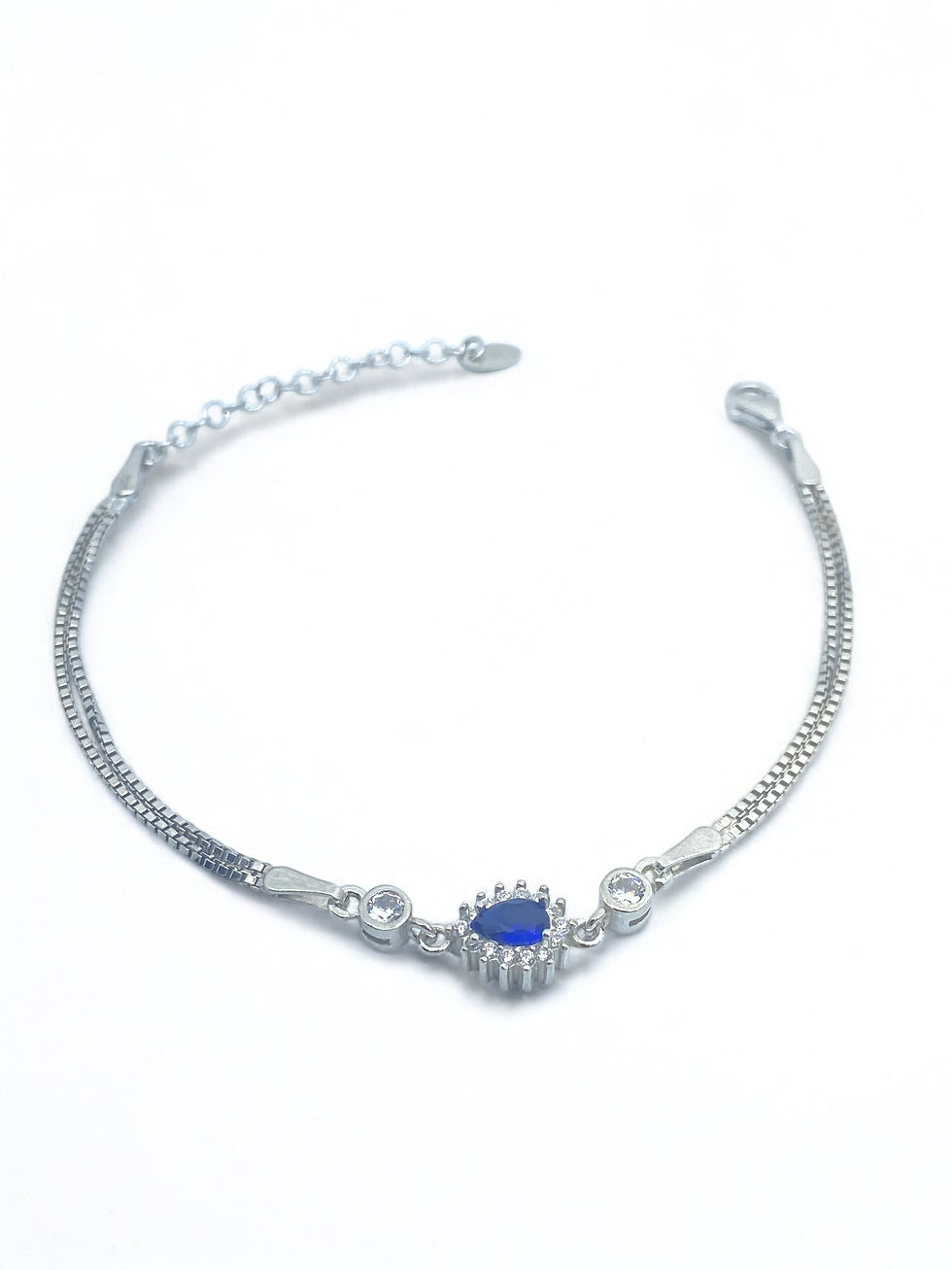 Küçük resim: Safir damla Kadın Bilekliği 925 ayar gümüş 18 ayar beyaz altın kaplama