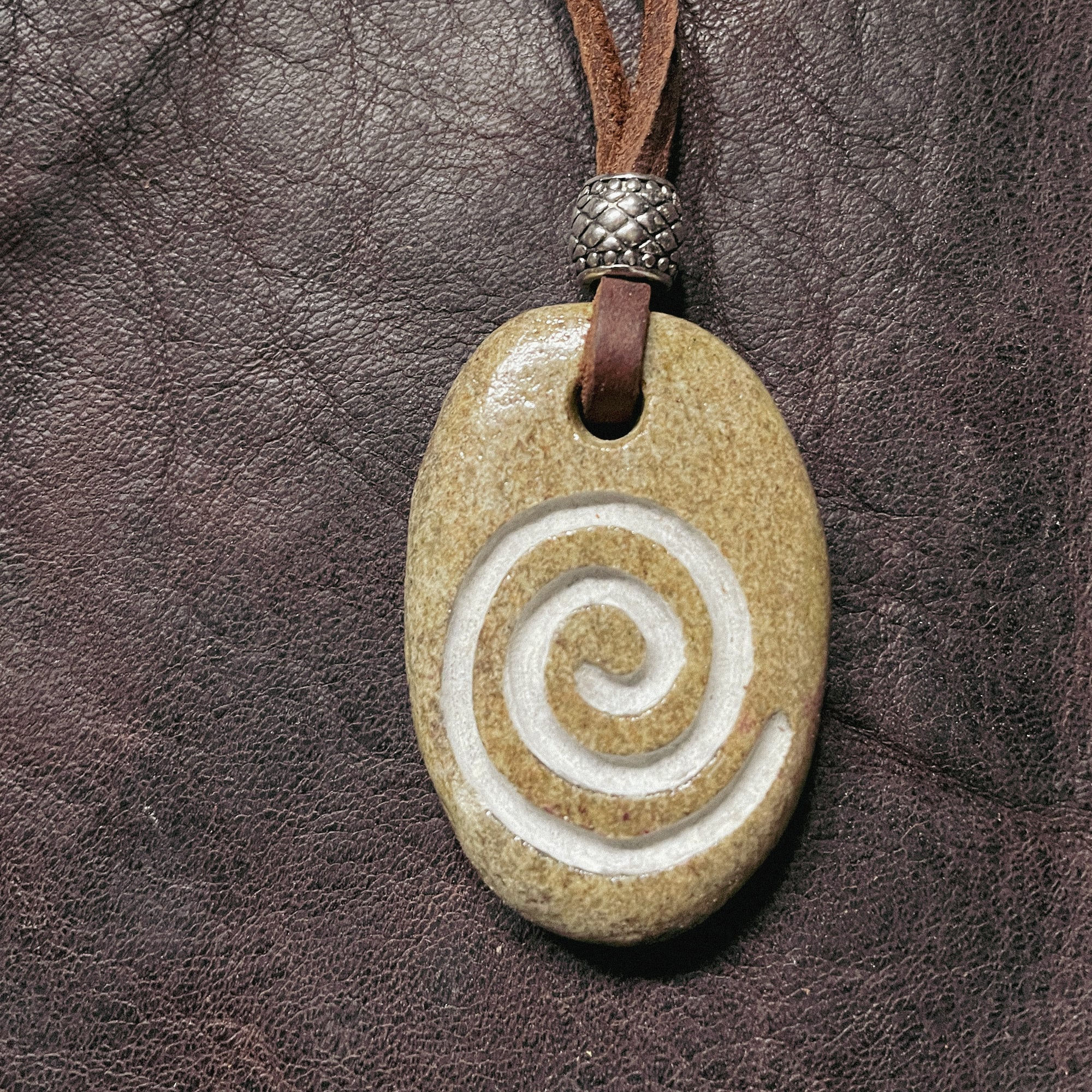 Spiral Carved Stone Pendant #1