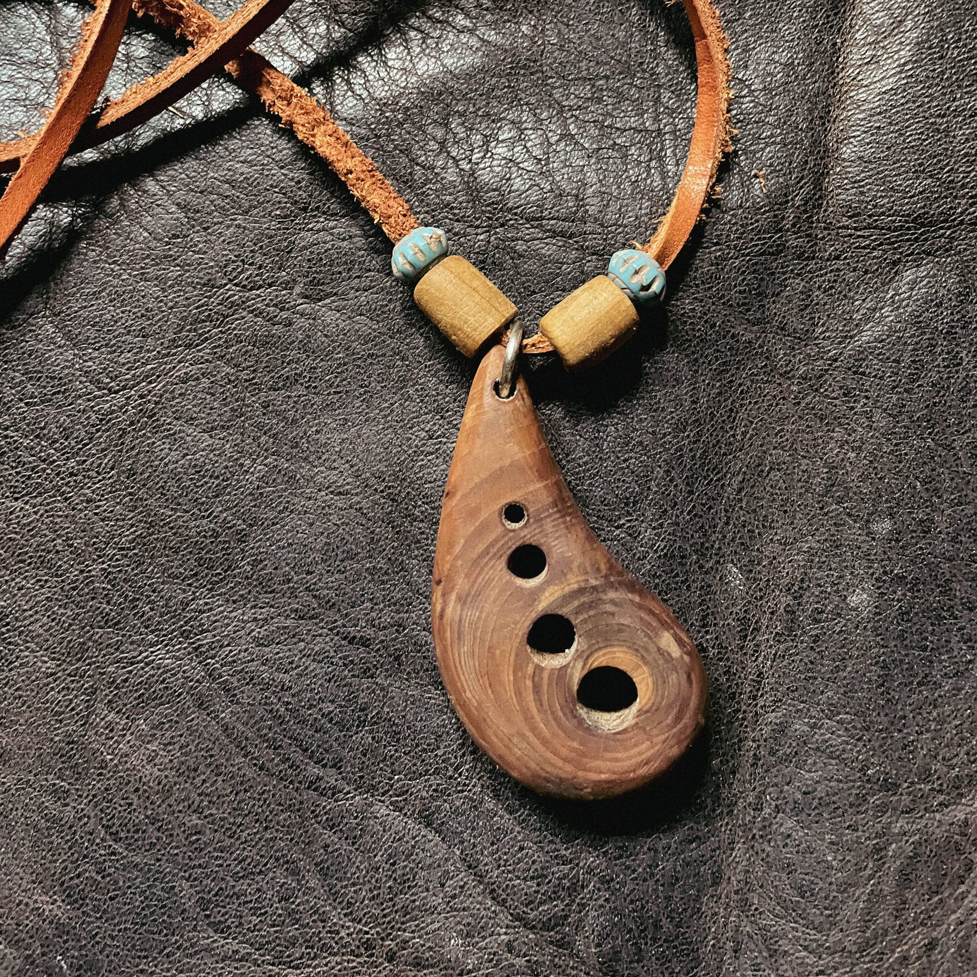 Pear-shaped Turquoise & Ash Pendant