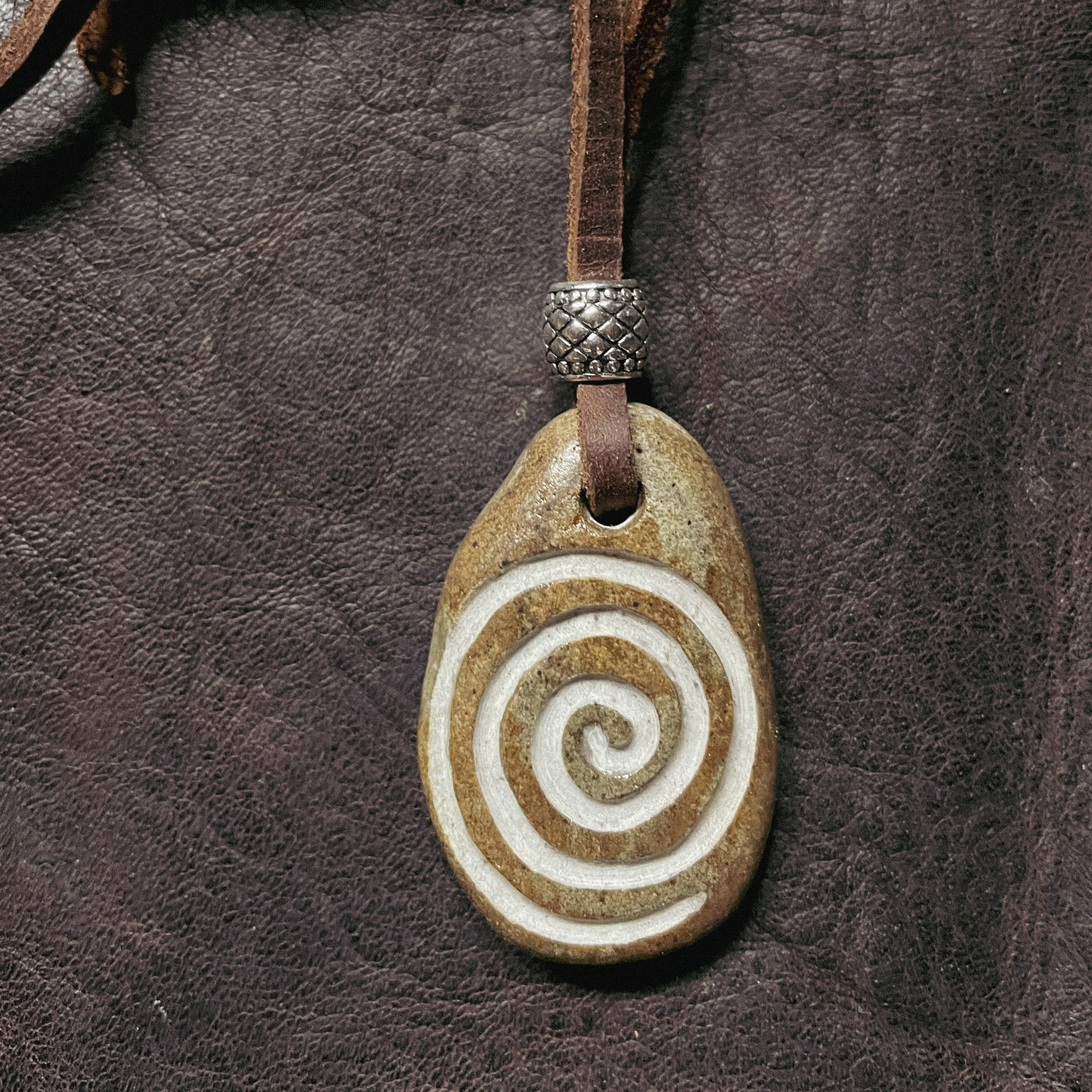Spiral Carved Stone Pendant #2