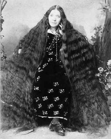 victorian woman with extremely long hair
