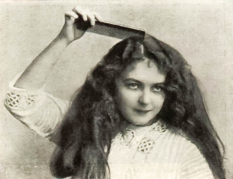 old photo of woman with long hair