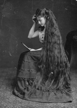 victorian woman with extremely long hair
