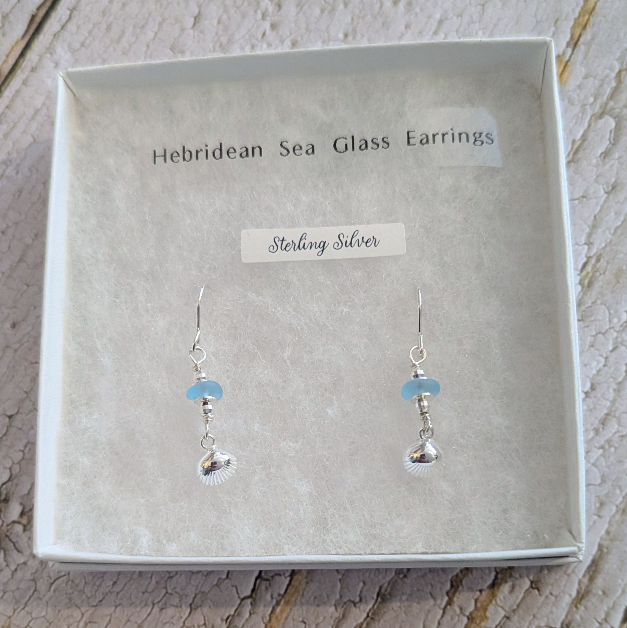 Sterling Silver Drop Earrings with Seaglass 