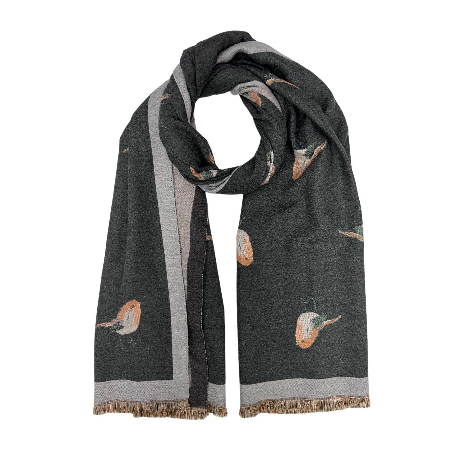 Charcoal grey Cashmere Mix Robin Scarf