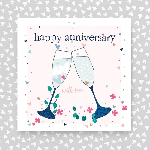 Happy Anniversary Champagne Glasses Pink LGBTQ - Greeting Card - View #9