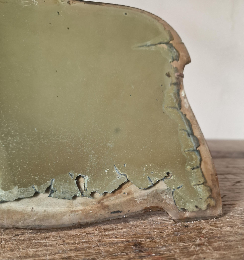 Thumbnail: Vintage French Table Mirror with Stand, Distressed Patina