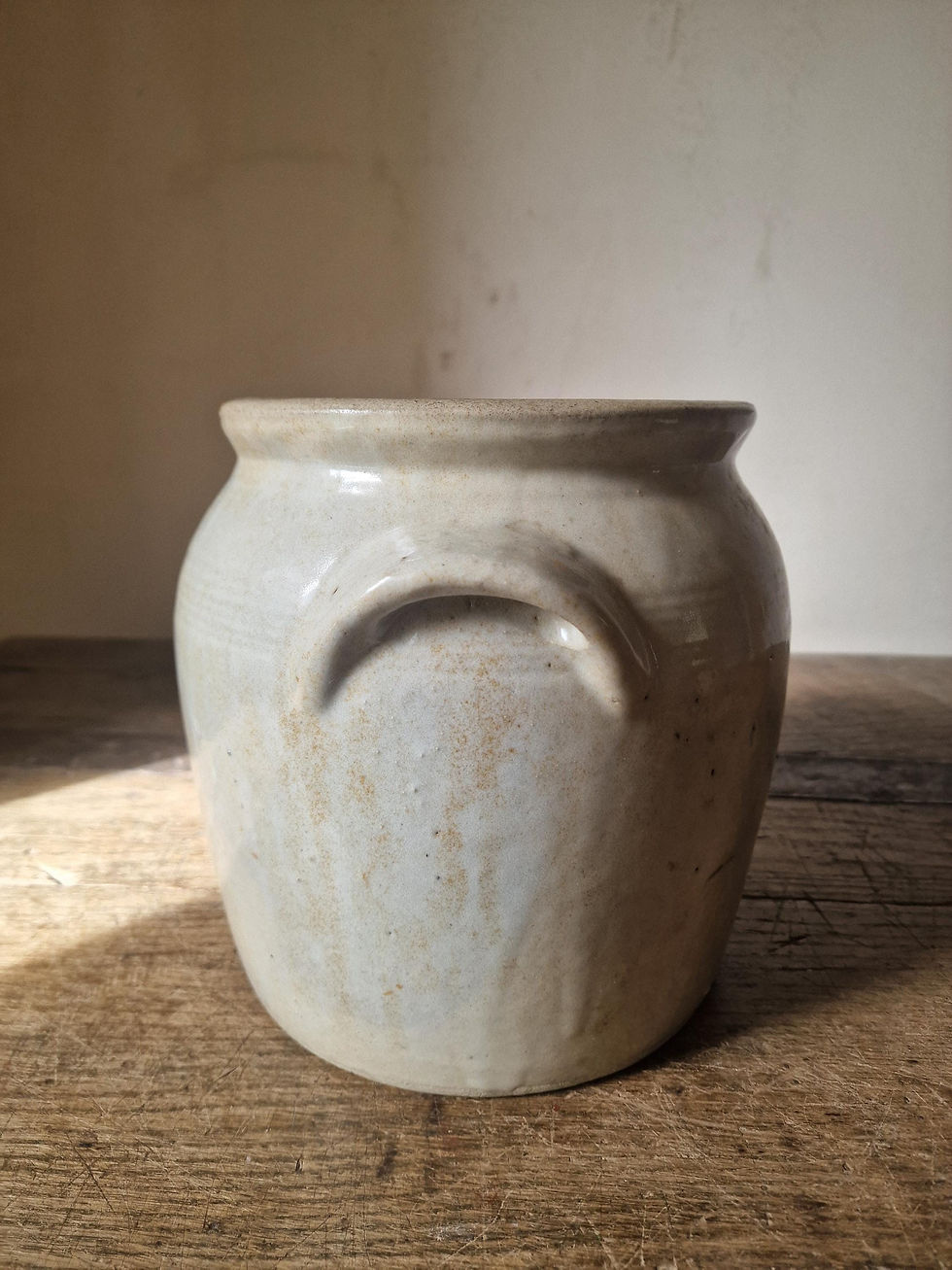 Thumbnail: Large Vintage French Stoneware. Confit Pot with Lid. Glazed.