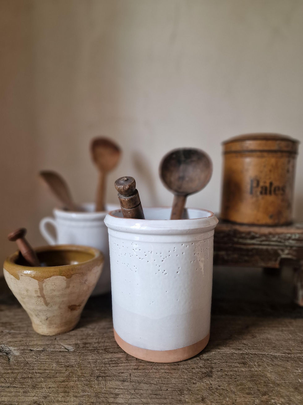 Thumbnail: Vintage Italian White Glazed Sardine Pot. Utensil Pot