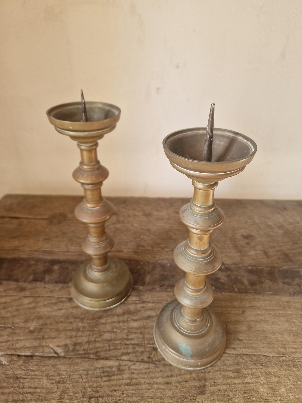 Thumbnail: Pair of Antique Italian Bronze Church Candlesticks/Torches 19th Century