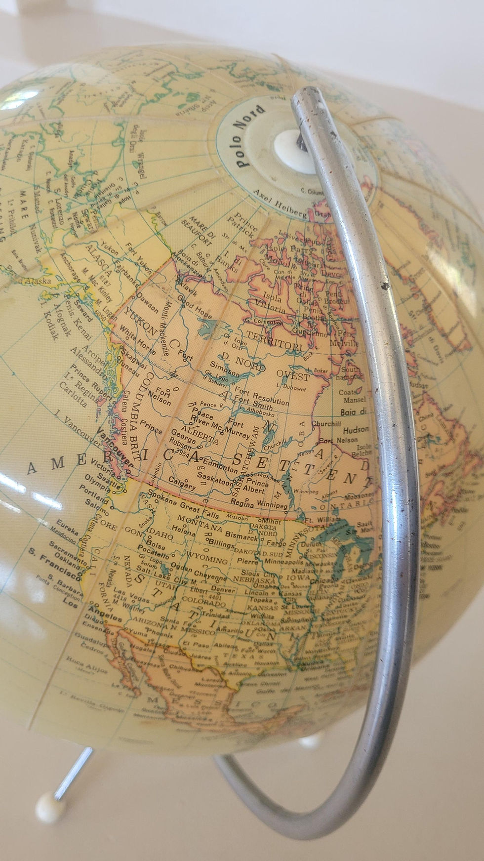 Thumbnail: Vintage Italian Inflatable Globe. World Map 1950s. ADAM Globe on Chrome Stand