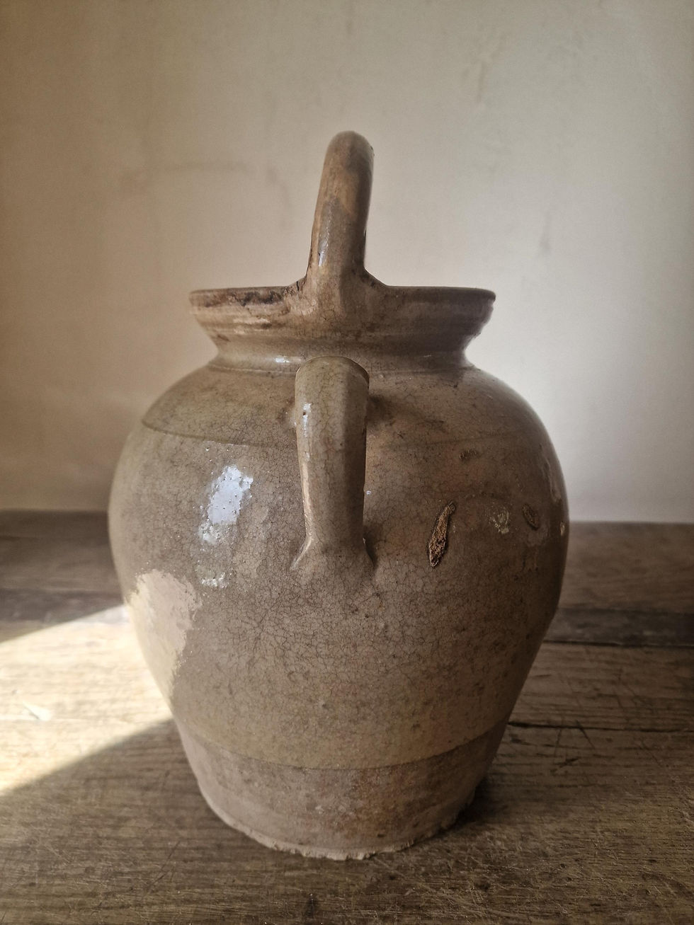 Thumbnail: Large Antique French Terracotta Water Jug. Rustic Terracotta Farmhouse Pitcher.