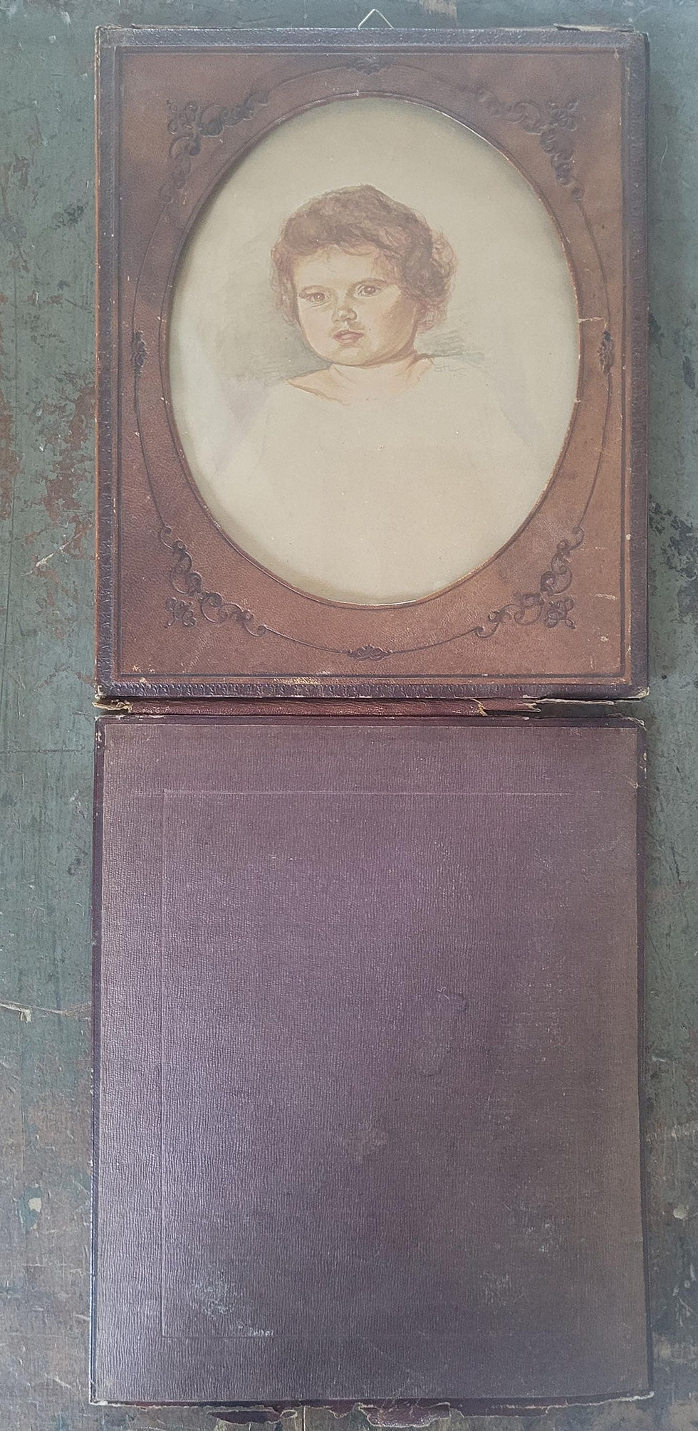 Thumbnail: Antique Italian Watercolour. Portrait of Young Girl. Signed. 1929