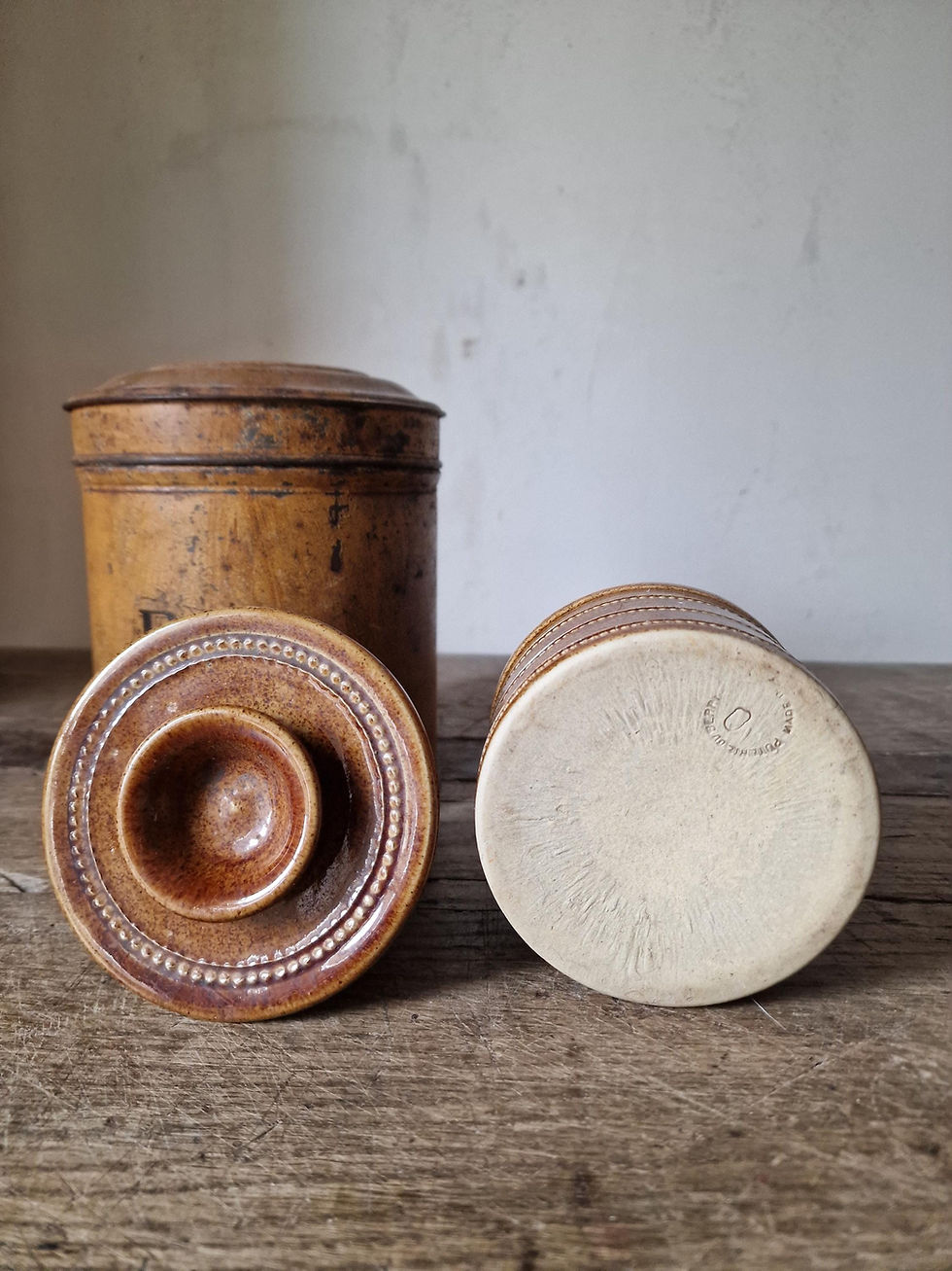Thumbnail: Vintage French Ceramic Butter Keeper Pot - 1970s Kitchen Dish