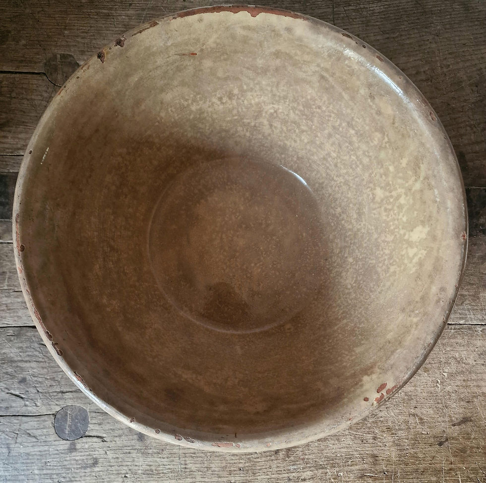 Thumbnail: Large Antique French Glazed Terracotta Tian Bowl. Early 20th Century