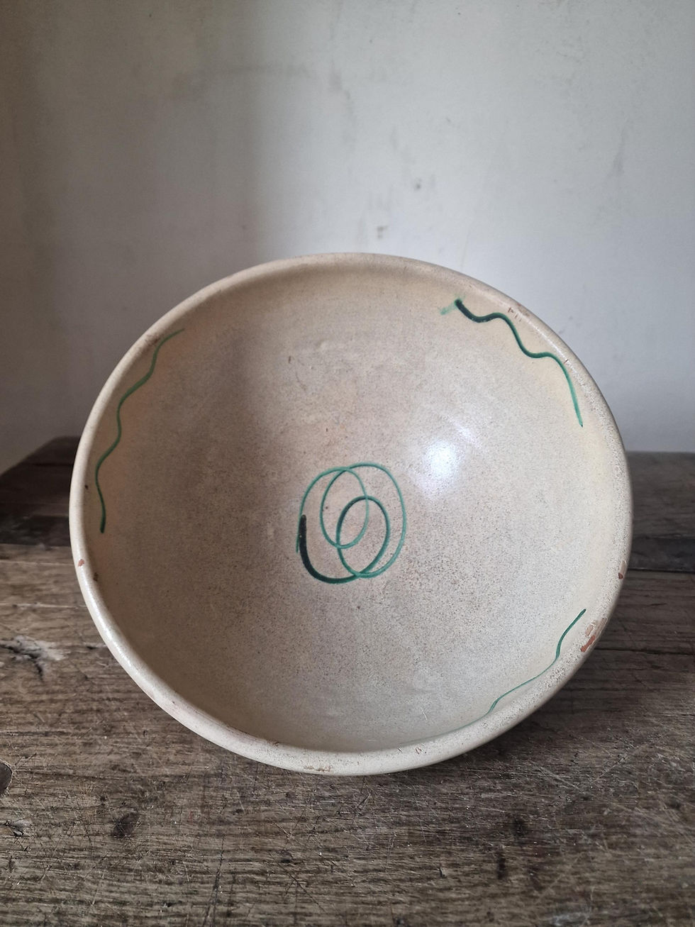 Thumbnail: Vintage Pugliese Terracotta Bowl. Green Glaze Detail. Ceramics.