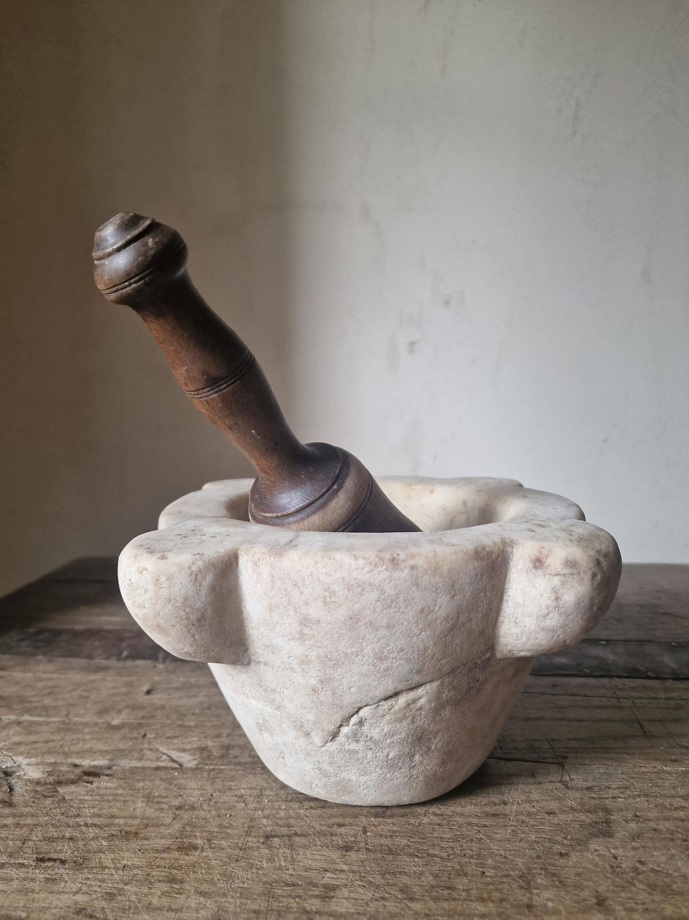 Thumbnail: SOLD Large Antique Italian Carrara Marble Mortar, Early 20th Century