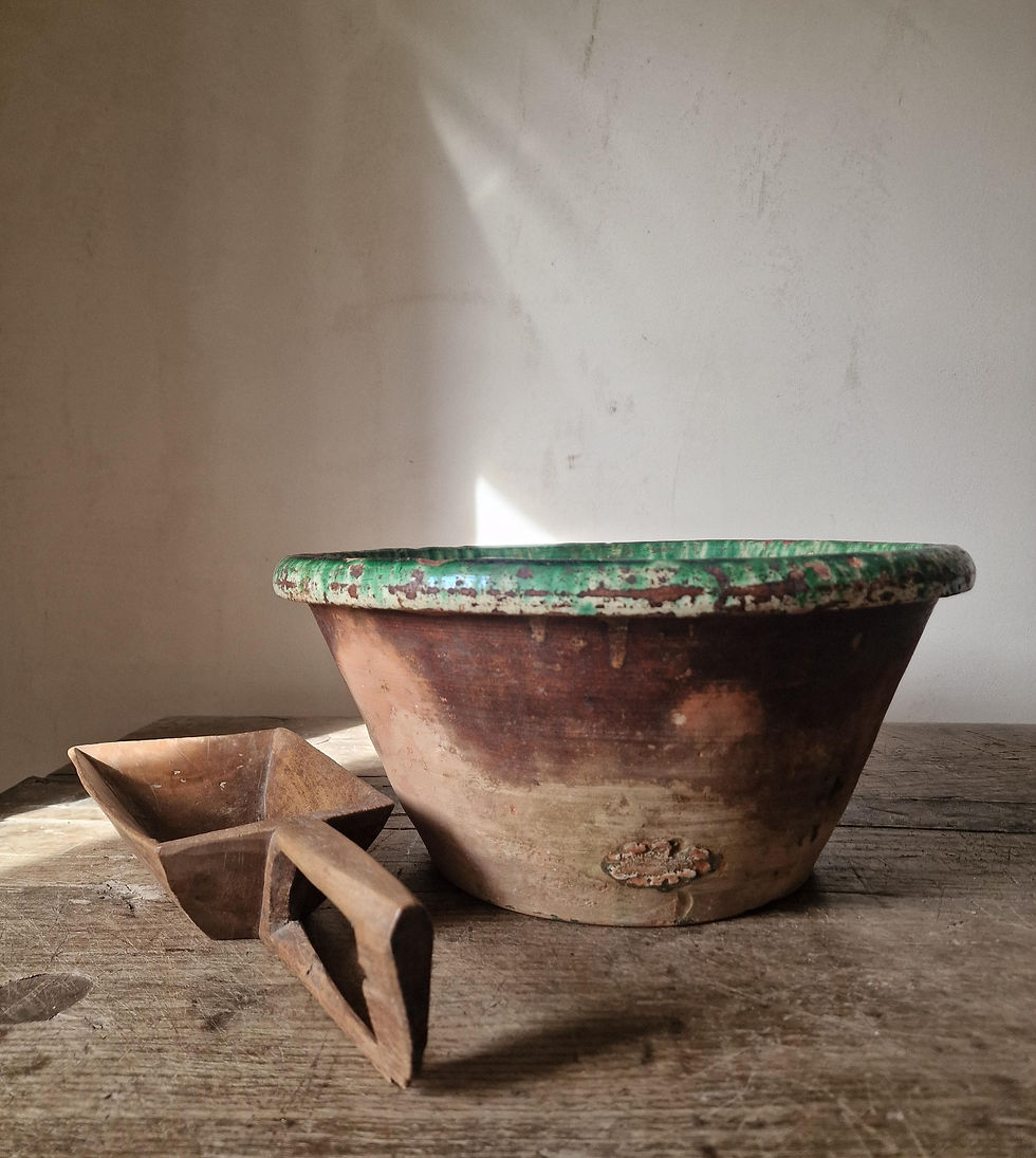 Thumbnail: SOLD  Bowl with Hand Carved Scoop, Early 1900s