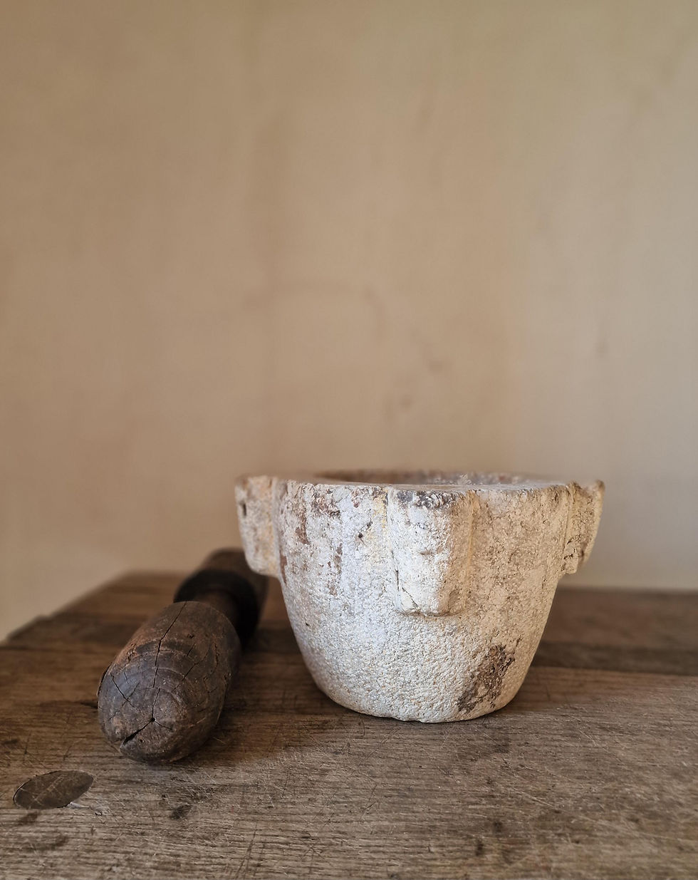 Thumbnail: RESERVED Italian XL Stone Mortar and Pestle, 19th Century.