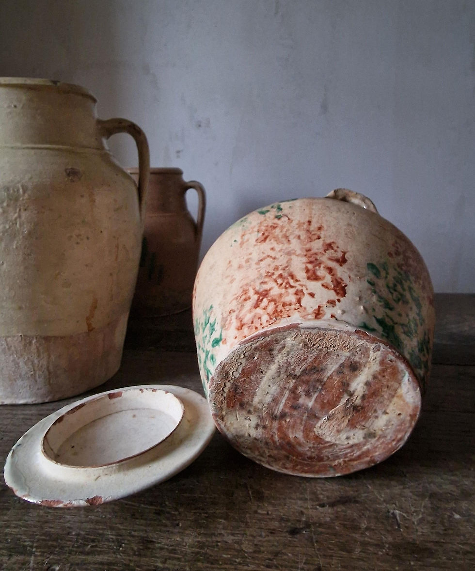 Thumbnail: Antique Terracotta Yeast Pot with lid, from Calabria. Italian Ceramics. Early