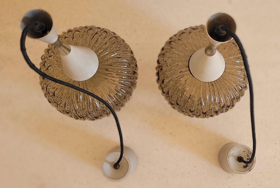Thumbnail: Elegant Pair of Vintage Italian Glass Celing Lights. 1950s