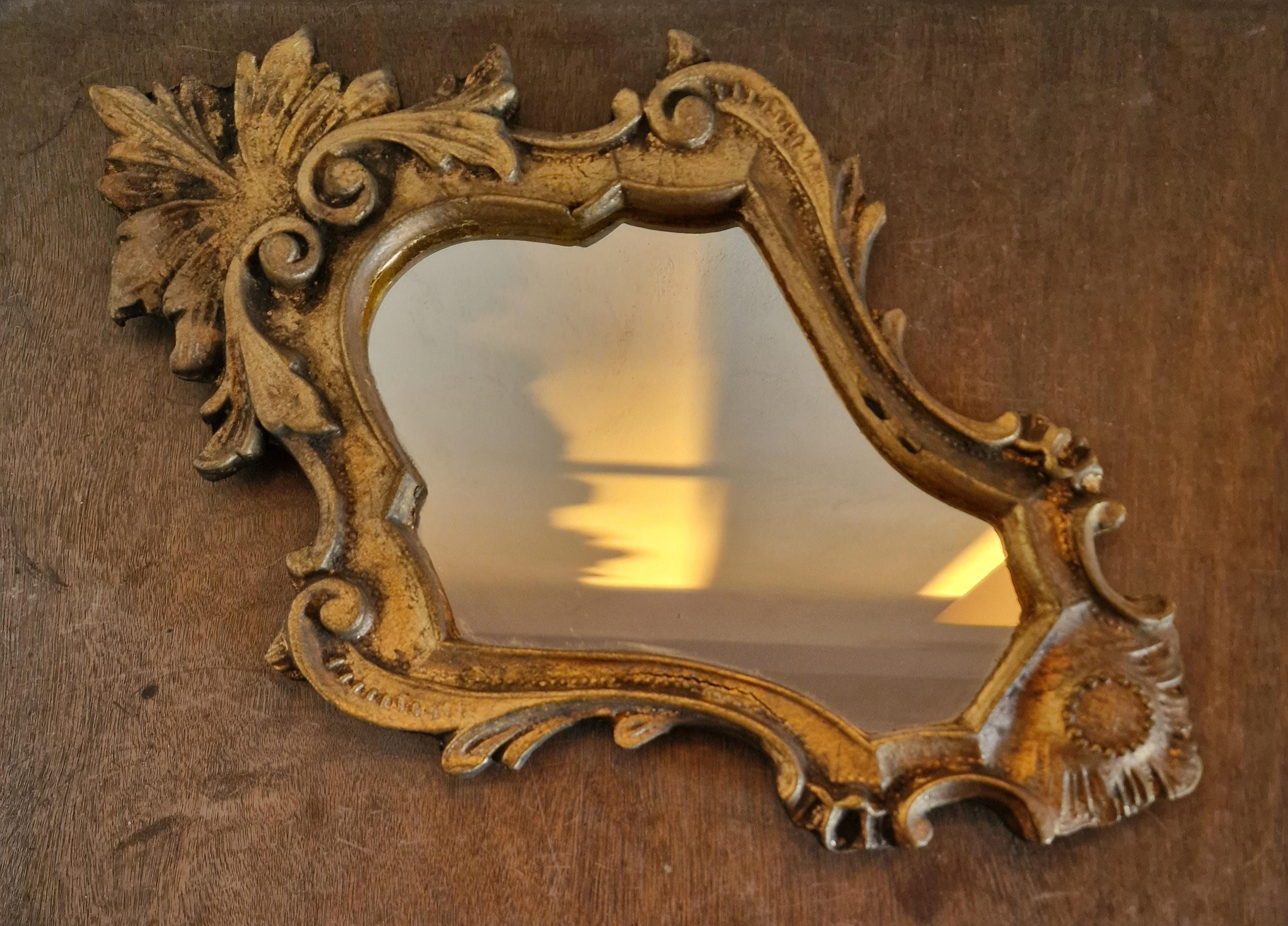 SOLD Vintage Italian Hand Carved, Gilded Wooden Framed Mirror